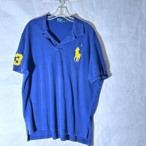 Ralph Lauren Polo Big Large Pony Vintage Shirt Horse BLue Jockey VTG XL